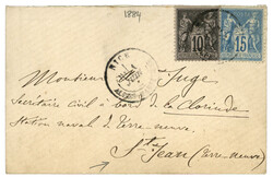 ST PIERRE ET MIQUELON - GRANDE PÊCHE : 1884 SAGE 10c + 15c obl. NICE ...