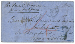 ANTIGUA to NOVA SCOTIA : 1871 1d Strip of 5 canc. A02 + ANTIGUA on ...