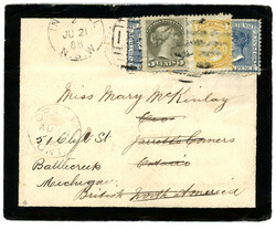 NEW SOUTH WALES / CANADA combination : 1888 NSW 2d (x3) + INVERELL on ...