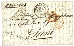 BELGIUM : 1865 ROMA + F35 in Red (very scarce) on entire letter from ...