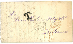 COLOMBIA : 1878 British cds SAVANILLA+ T + rare red 15c Tax marking ...