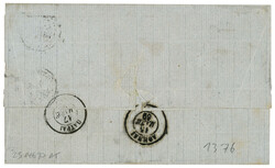 GREECE : 1869 10l+ 80l canc. PATRAS on entire from MESSINA (ITALY) to ...