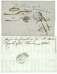 CRETE ; 1845/54 2 entire letters from CANEA to FRANCE (FORWARDING ...