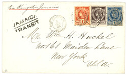 HAITI via JAMAICA : 1886 1c + 2c + 7c canc. PORT-AU-PRINCE + JAMAICA ...