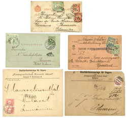 HUNGARY : 1875/1903 5 covers from HUNGARY taxed in ROMANIA with boxed ...
