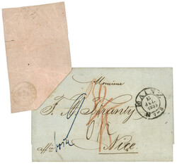 SARDINIA : 1855 Pink TAX LABEL "POSTE SARDE" canc. VERBANO on entire ...