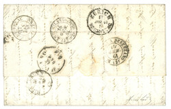 SARDINIA : 1861 40c with 4 margins (x2) canc. BERGAMO on entire ...