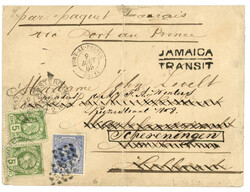 NETHERLANDS : 1885 HAITI 5c (x2) canc. PORT-AU-PRINCE + JAMAICA ...