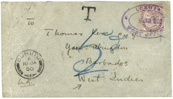 NIGER COAST - LOKOJA to BARBADOS : 1900 GB 1d canc. LOKOJA POST ...