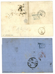 SPAIN : 1869 Lot 2 covers with 12c (x2) from MALAGA or CADIZ to ...