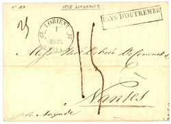 STRAITS SETTLEMENTS : 1843 Boxed PAYS D' OUTREMER + LORIENT on cover ...