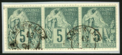 MARTINIQUE - SAINTE LUCE : CG 5c (n°49) bande de 3 obl. SAINTE LUCE ...
