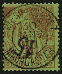 DIEGO-SUAREZ : 15 s/ 20c surcharge renversée (n°4a) oblitéré. ...