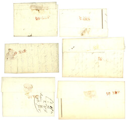 CONTE de NICE : 1827/51 Lot 6 lettres (SOSPELLO, TENDA x2, UTELLE, ...