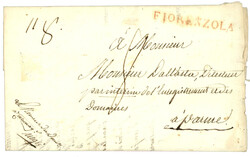 1811 FIORENZOLA en rouge sur lettre pour PARME. Rare. TTB