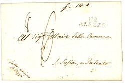 1810 Rarissime cachet DEB. 112 PISTOIE + 112 AREZZO sur lettre avec ...