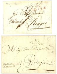 1809 112 PISTOIE noir et 1813 112 PISTOIE en rouge. Les 2 lettres TTB