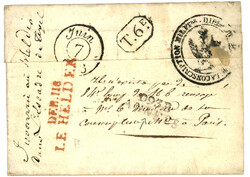 1813 DEB. 118 LE HELDER en rouge sur lettre de ROUEN. RARE. TTB