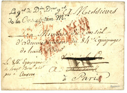 1813 DEB. 118 LE HELDER en rouge sur lettre de ROUEN. RARE. TTB