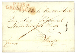 1813 P.123.P GRONINGEN rouge sur lettre avec texte pour WEESP. TTB