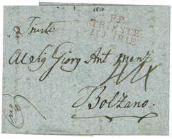 ILLYRIE : 1810 P.P. TRIESTE ILLYRIE rouge sur lettre avec texte pour ...