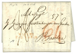 1808 Rare cachet rouge NAPLES PAR TURIN sur lettre avec texte de ...