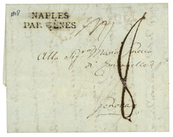 1808 NAPLES PAR GENES sur lettre avec texte de NAPLES pour GENES. TTB