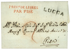 1813 PRINTé DE LUQUES PAR PISE + LUCCA sur lettre avec texte. Luxe