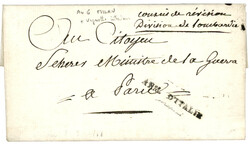 An 6 ARM. D' ITALIE + "DIVISION DE LOMBARDIE" sur lettre avec texte ...