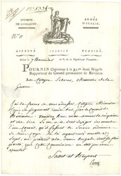 An 6 ARM. D' ITALIE + "DIVISION DE LOMBARDIE" sur lettre avec texte ...