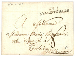 ARMEE D' ITALIE pour L' ESPAGNE : 1811 N°1 ARM. D' ITALIE sur lettre ...