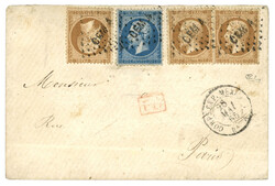 1865 10c (n°21) x3 + 20c (n°22) obl. CEMA + CORPS EXP. MEXIQUE Bau ...