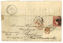 Destination NEW BRUNSWICK : 1867 80c (n°24) sur lettre de PARIS pour ...