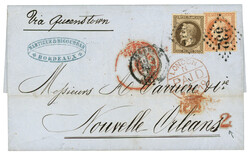 1870 30c (n°30) + 40c (n°31) obl. GC 532 sur lettre de BORDEAUX via ...