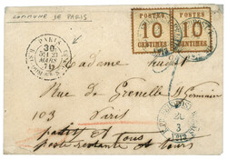 COMMUNE - ALSACE LORRAINE Paire 10c pd obl. K.PR. FELDPOST RELAIS ...