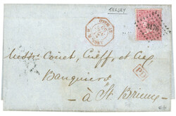 1859 GB 4d obl. PC 3176 + ANGL. B.M. ST MALO sur lettre de JERSEY ...