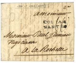1780 COL. PAR NANTES (type rare) sur lettre avec texte de ST MARC ...