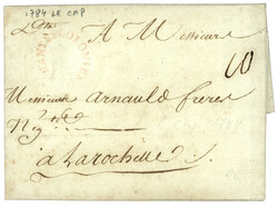 1784 COLONIES PAR NANTES cintré en ROUGE sur lettre avec texte daté ...