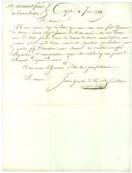 1784 COLONIES PAR NANTES cintré en ROUGE sur lettre avec texte daté ...