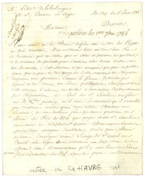 1786 Grand cachet HAVRE sur lettre avec texte du CAP (HAITI) pour un ...
