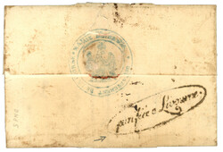1813 Rare cachet oval PURIFIEE à LIVOURNE au verso d'une lettre avec ...
