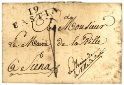 1813 Rare cachet oval PURIFIEE à LIVOURNE au verso d'une lettre avec ...