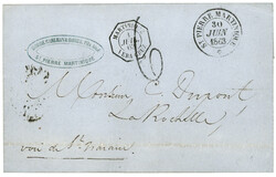 1863 Rare cachet MARTINIQUE VERA-CRUZ + Taxe 6 sur lettre de ST ...