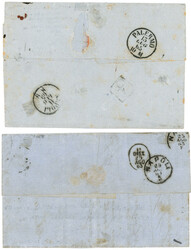 1865 2 lettres avec n°23 obl. Italienne NAPOLI, de MARSEILLE pour ...