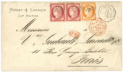 1876 CERES 40c + 80c (x2) obl. ANCRE + LE CAP HAITIEN + LE CAP ...