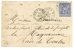 1878 COLONIES GENERALES 25c SAGE TB margé obl. LIGNE A PAQ FR N°2 + ...