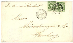 1885 HAITI 5c (x2) obl. cachet maritime Français UNION PAYS-D' ...