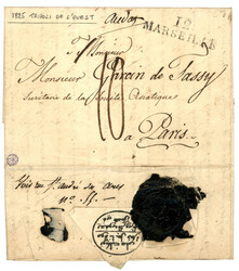TRIPOLI DE BARBARIE - PRECURSEUR : 1825 12 MARSEILLE sur lettre avec ...