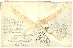 YOKOHAMA : 1876 CERES 10c + 30c (x3) obl. YOKOHAMA Bau FRANCAIS sur ...