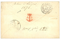 INDOCHINE : 1872 FRANCE 25c CERES (n°60) obl. ANCRE + CORR. D' ...